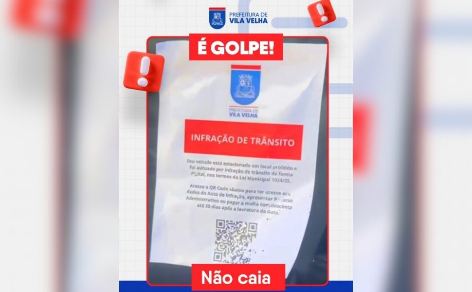 Prefeitura de Vila Velha alerta sobre golpe de multa de trânsito