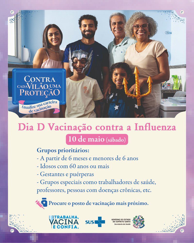 Vacinação contra a gripe tem dia ‘D’ no Espírito Santo neste sábado